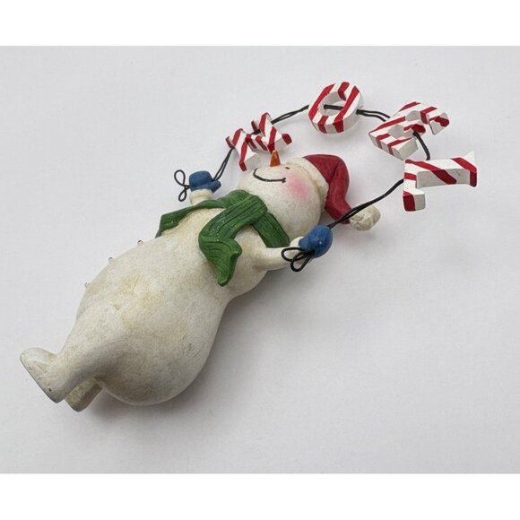 Vintage Snowman Christmas Figurine Holding Noel Sign Candy Cane Striped Letters - Picture 4 of 8